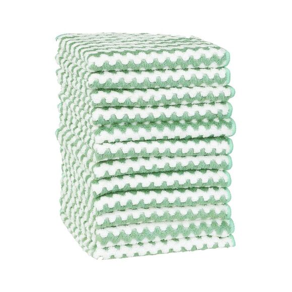 12 Pack Absorbent Reusable and Washable Clean Cloth 12" x 12" Green - Picture 1 of 6
